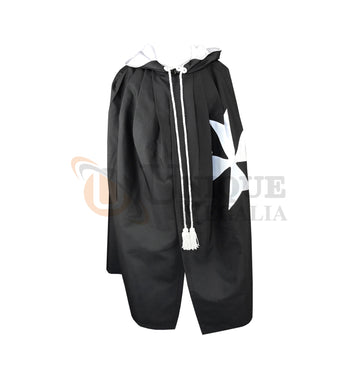 Masonic Knight Malta Mantle Black with (8 pointed) Malta Cross